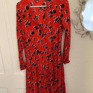 Red floral maxi dress